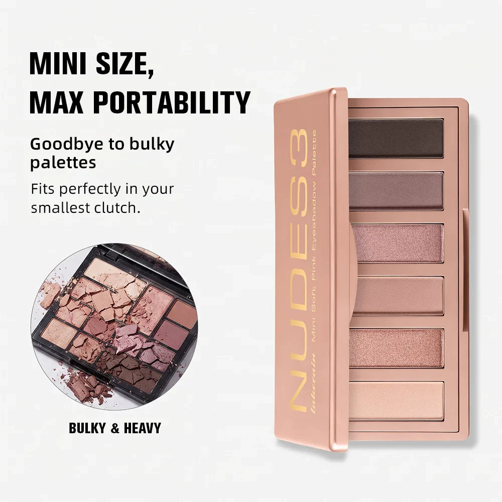 Lakerain 6-Color Neutral Eyeshadow Palette – Matte & Shimmer