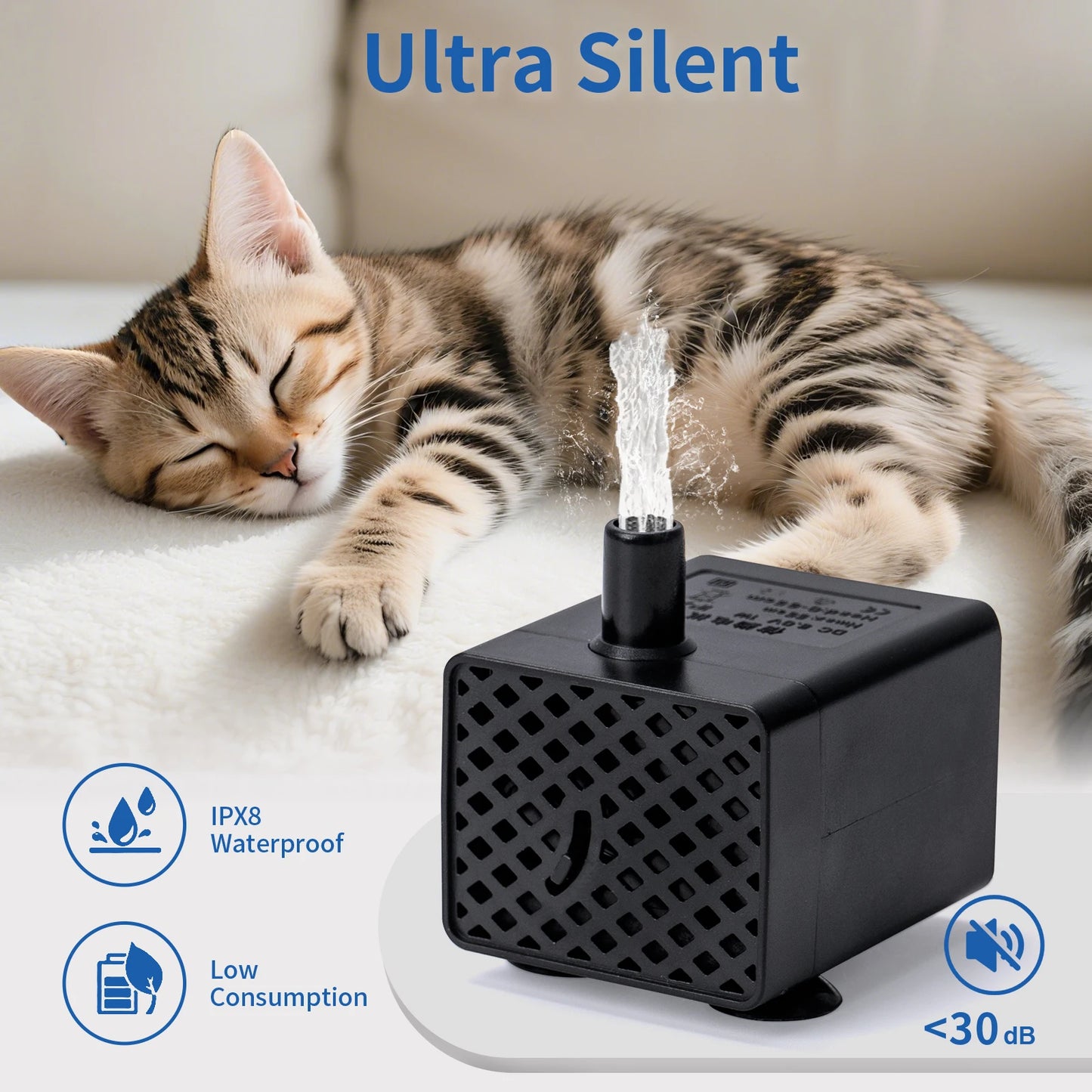 Water Pump Pet Cat Dispenser Anti Dry Burning Motor Replacement Dog