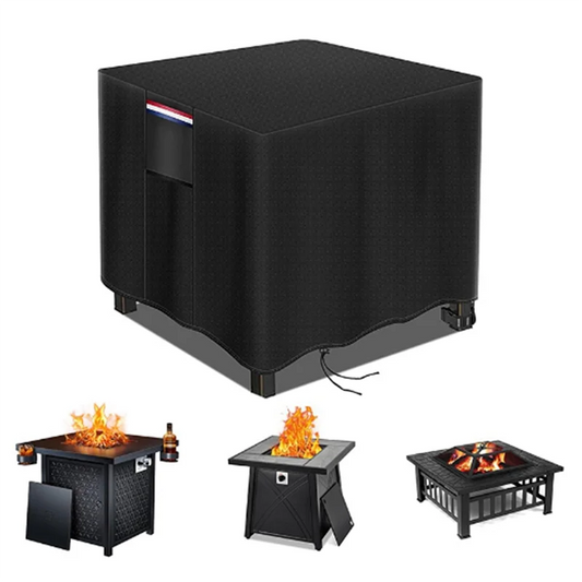 A36T-Fire Pit Cover - Waterproof 420D Square Fire Table Cover For 28-30 Inch Patio Propane Firepit Peaceful Pleasures Health and Wellness Black