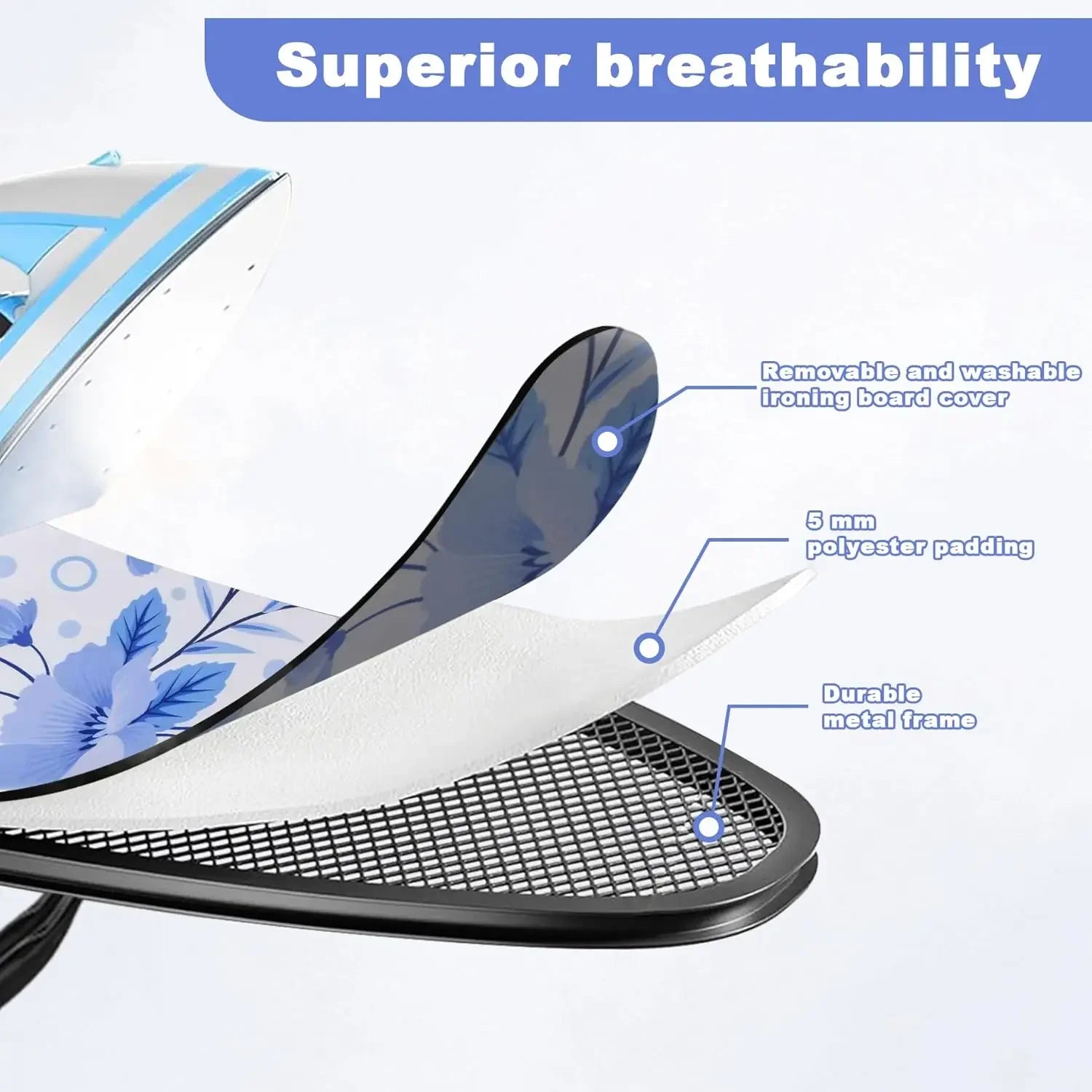 Compact Ironing Board with Extra Thick Padded Cover, Stable Foldable Design for Efficient Ironing Peaceful Pleasures Health and Wellness