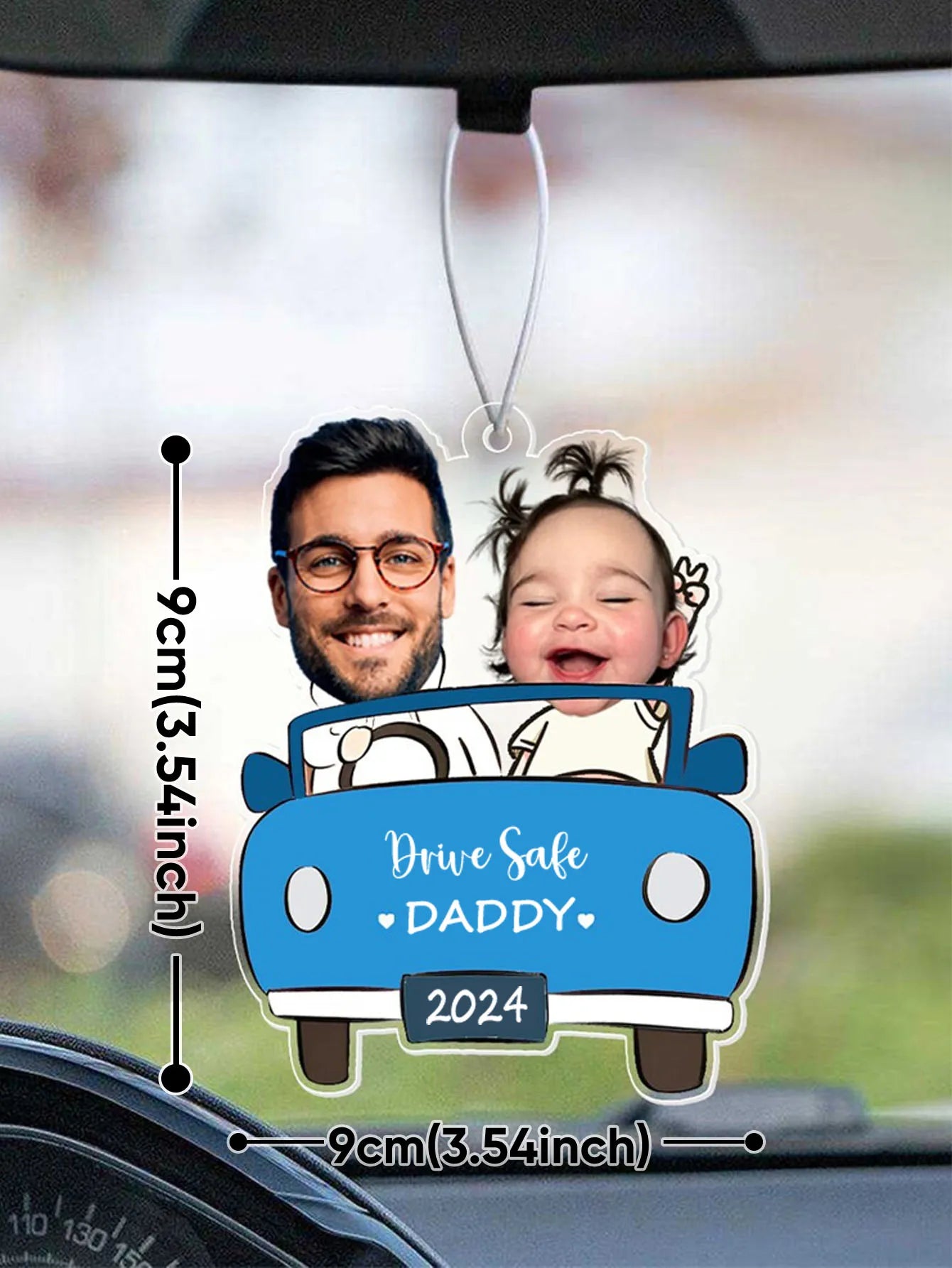 Custom Photo Drive Safe Daddy Car Ornament Personalized Acrylic Hanger Gift for Dad Husband Fathers Day Valentine Decor Peaceful Pleasures Health and Wellness