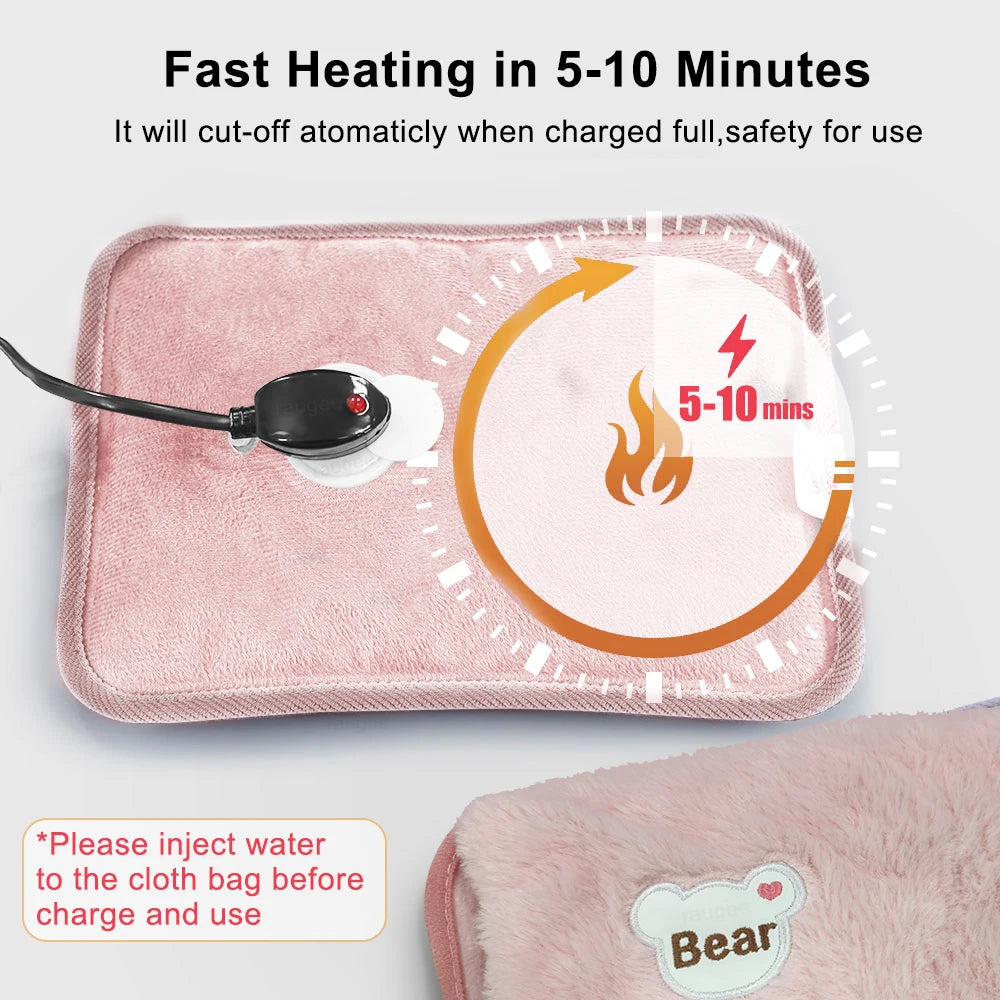 Electric Hand Warmer Portable Heated Gloves USB Warming Plush Hot Water Bottle Heating Water Bags Warm Hand Pocket for Winter Peaceful Pleasures Health and Wellness