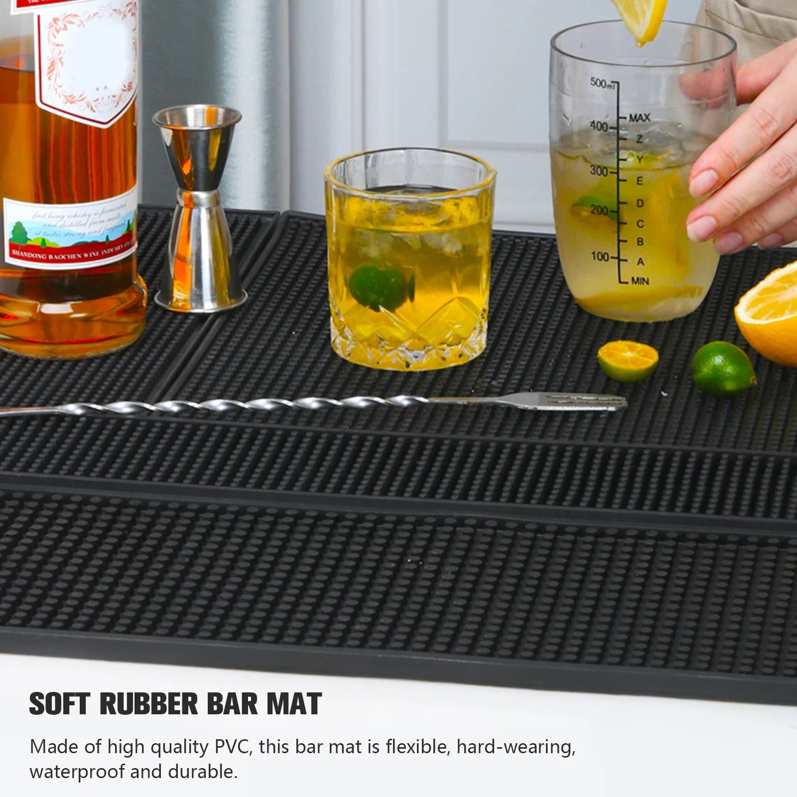 Bar Mat Rubber Coffee Bar Mats Anti-slip PVC Cup Mat Waterproof Heat Resistant Drain Mat for Bar Cafe Barista Cocktail Bartender Peaceful Pleasures Health and Wellness