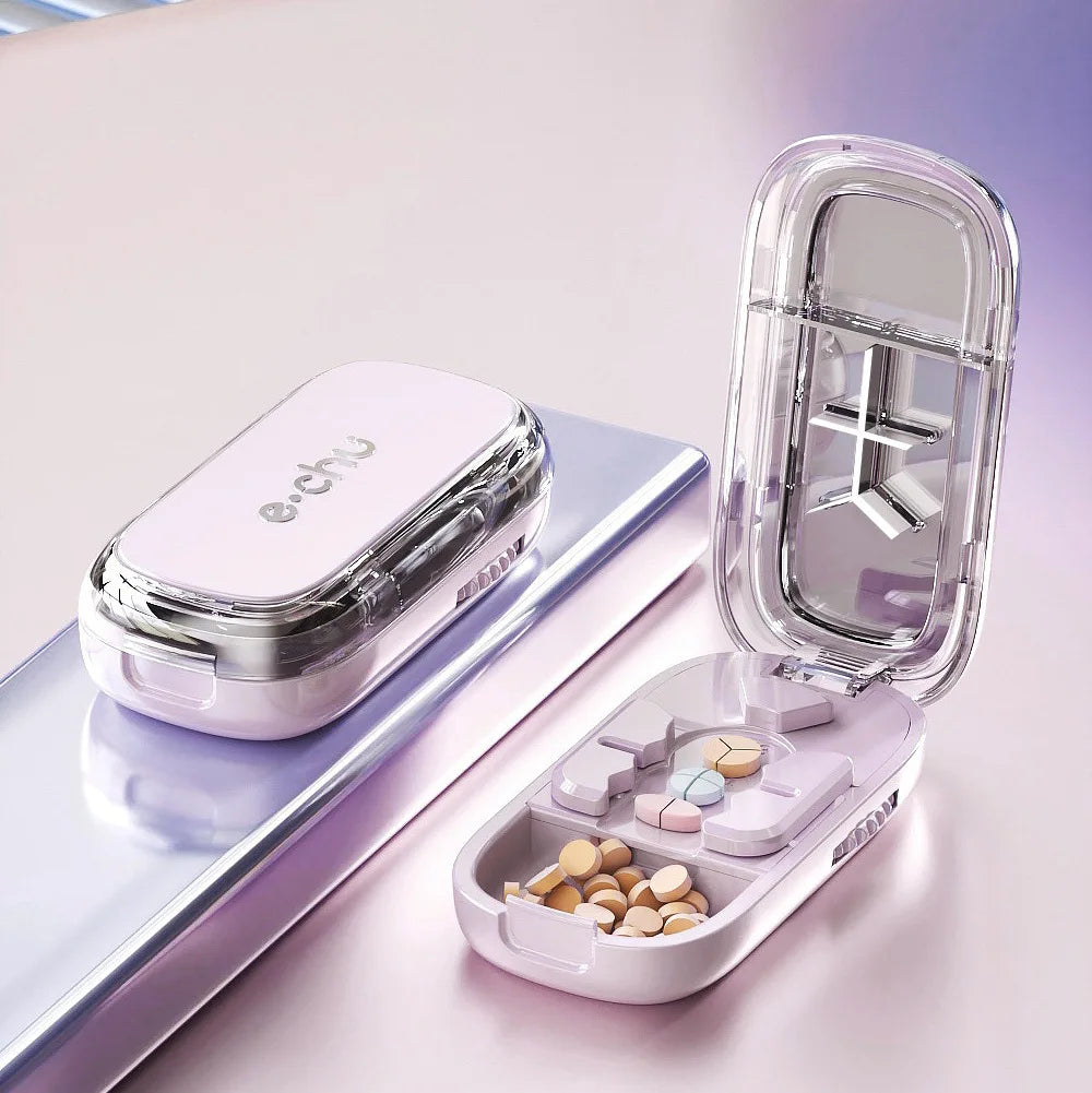 Multi- Functions Pill Cutter Portable Drug Tablet Storage Box 1/3, 2/1, 4/1 Pill Splitter Medicine Dustproof Divider Organizer Peaceful Pleasures Health and Wellness 3 in 1 Pink China Mainland