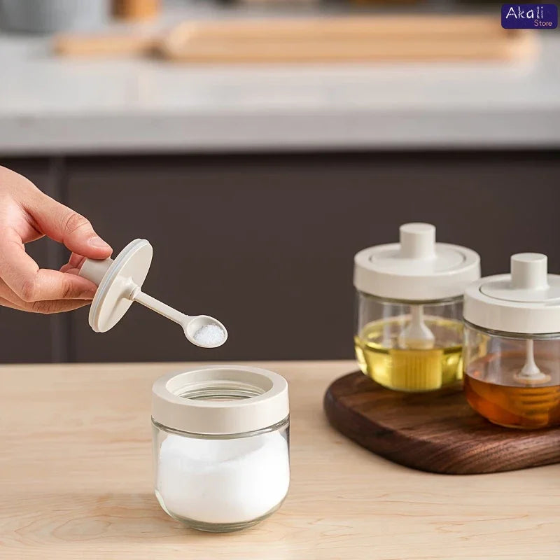 Kitchen Seasoning Jar Household Salt Jar Spice Box Storage Box Chili Seasoning Dispenser Sealed Bottle Practical Kitchen Storage Peaceful Pleasures Health and Wellness