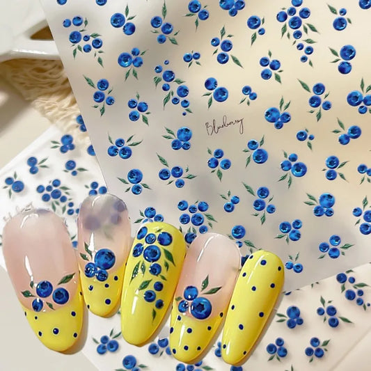 3D Embossed Blueberry Polka Dot Nail Stickers | Fruit Nail Art Nail Art Stickers Peaceful Pleasures Health and Wellness