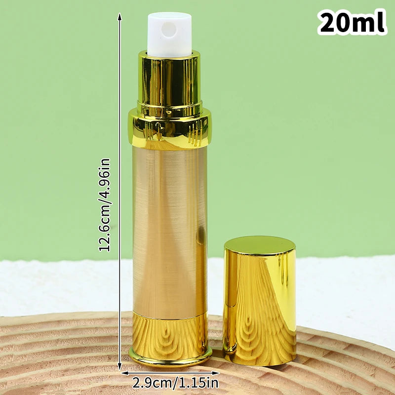Refillable Airless Vacuum Pump Bottle 10ml 15ml 20ml | Gold Silver
