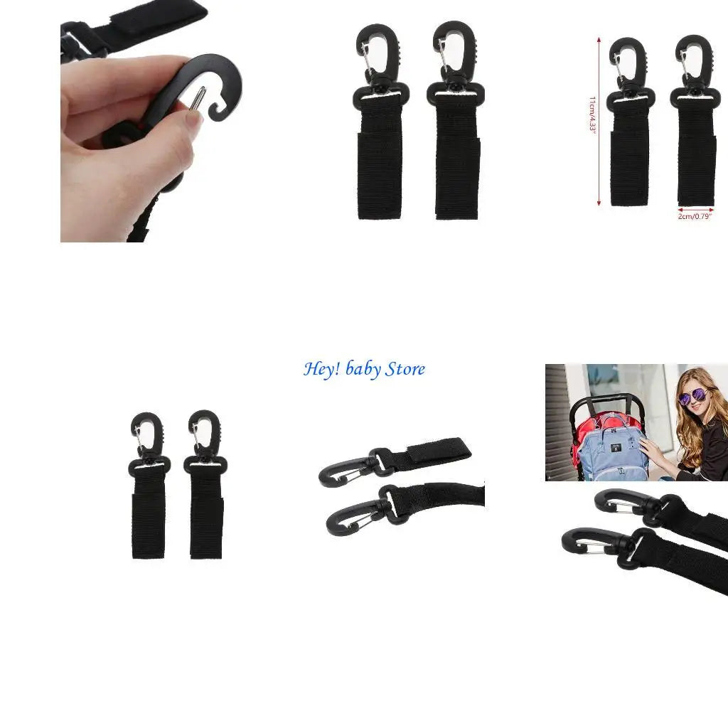 Baby Stroller Bag Hooks 2-Pack – Universal Clip Hanger