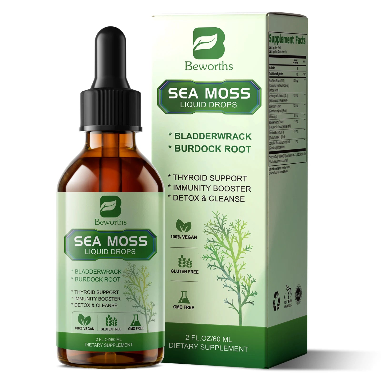 Organic Sea Moss Drops with Burdock Root & Spirulina – Gut & Immunity Herbal Supplement Peaceful Pleasures Health and Wellness