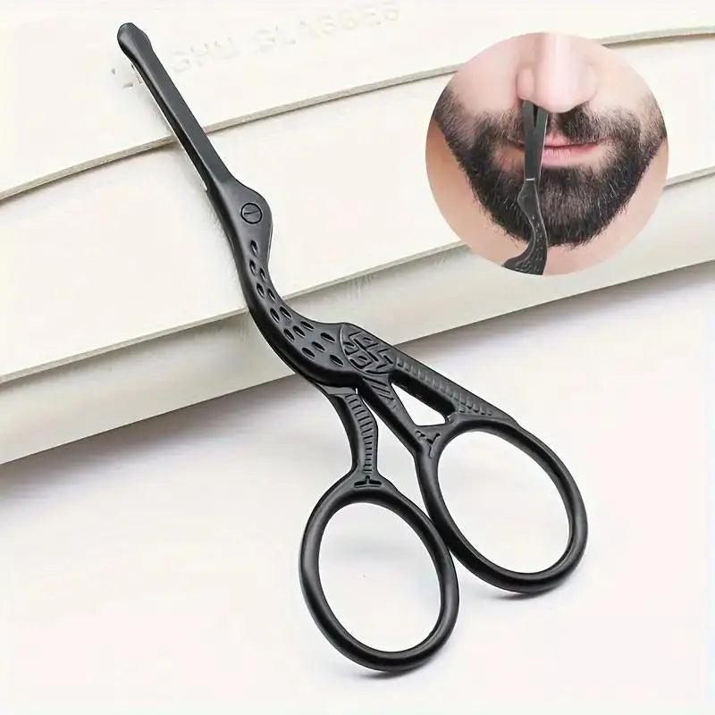 Round Head Stainless Steel Nose Hair Scissors Stork Type BeautyScissors For Eyebrows Nose Hair Beard Ear Hair Eyebrow Scissors Peaceful Pleasures Health and Wellness