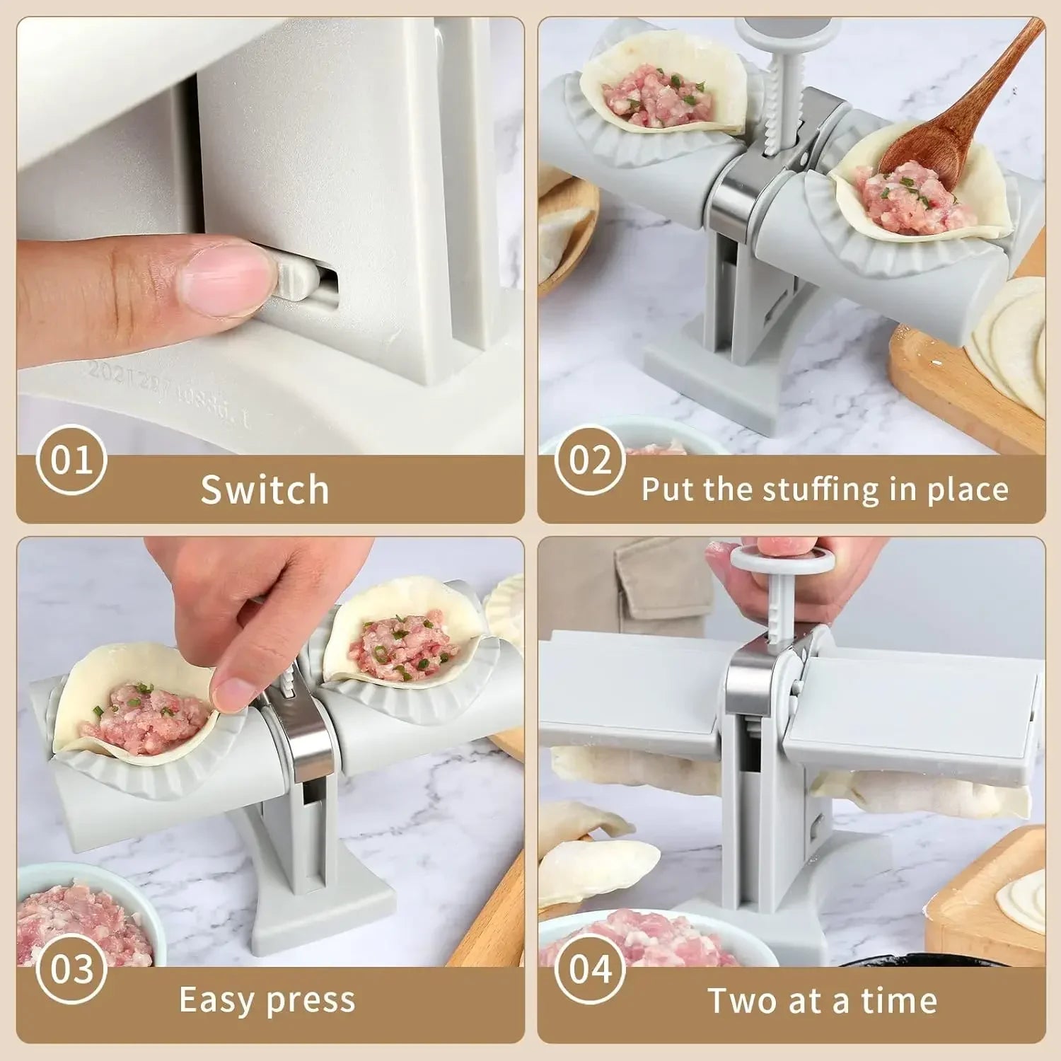 Automatic Dumpling Maker Mould Machine Household Press Double Head Wrapper Dumpling Pastry Making Empanadas Pierogi Kitchen Tool Peaceful Pleasures Health and Wellness