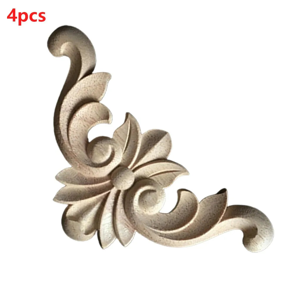 Wooden Carved Corner Onlay Furniture Applique Decorate Walls Doors