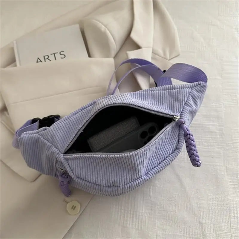 Women's Corduroy Half Moon Crossbody Chest Bag | JETTING