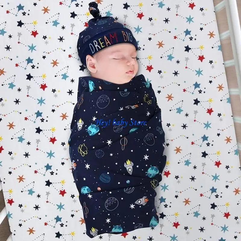Bamboo Newborn Swaddle Blanket & Turban Hat Set | 25 Colors