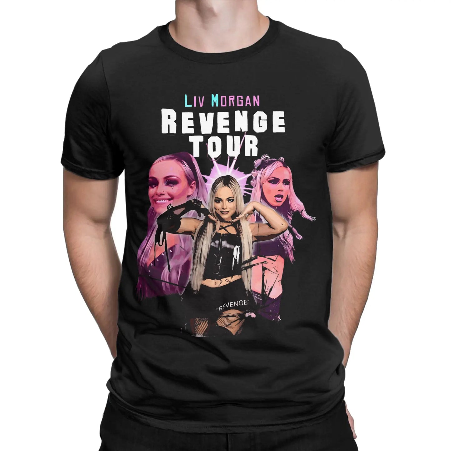 Liv Morgan T Shirt Men 100% Cotton Funny T-Shirts O Neck REVENGE Tee Shirt Short Sleeve Clothes Plus Size Peaceful Pleasures Health and Wellness 5 M