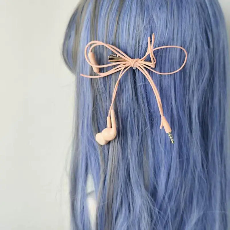 Y2K Headphone Wire Bow Hair Clip – Punk Style Women & Girls