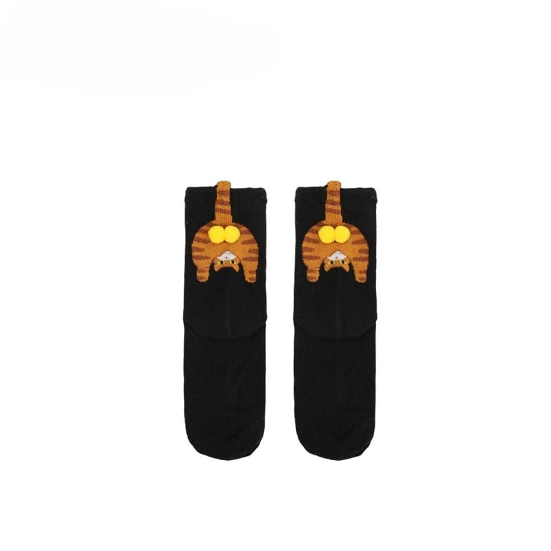 3D Cat Butt Cartoon Socks – Funny Novelty Cotton Mid Socks