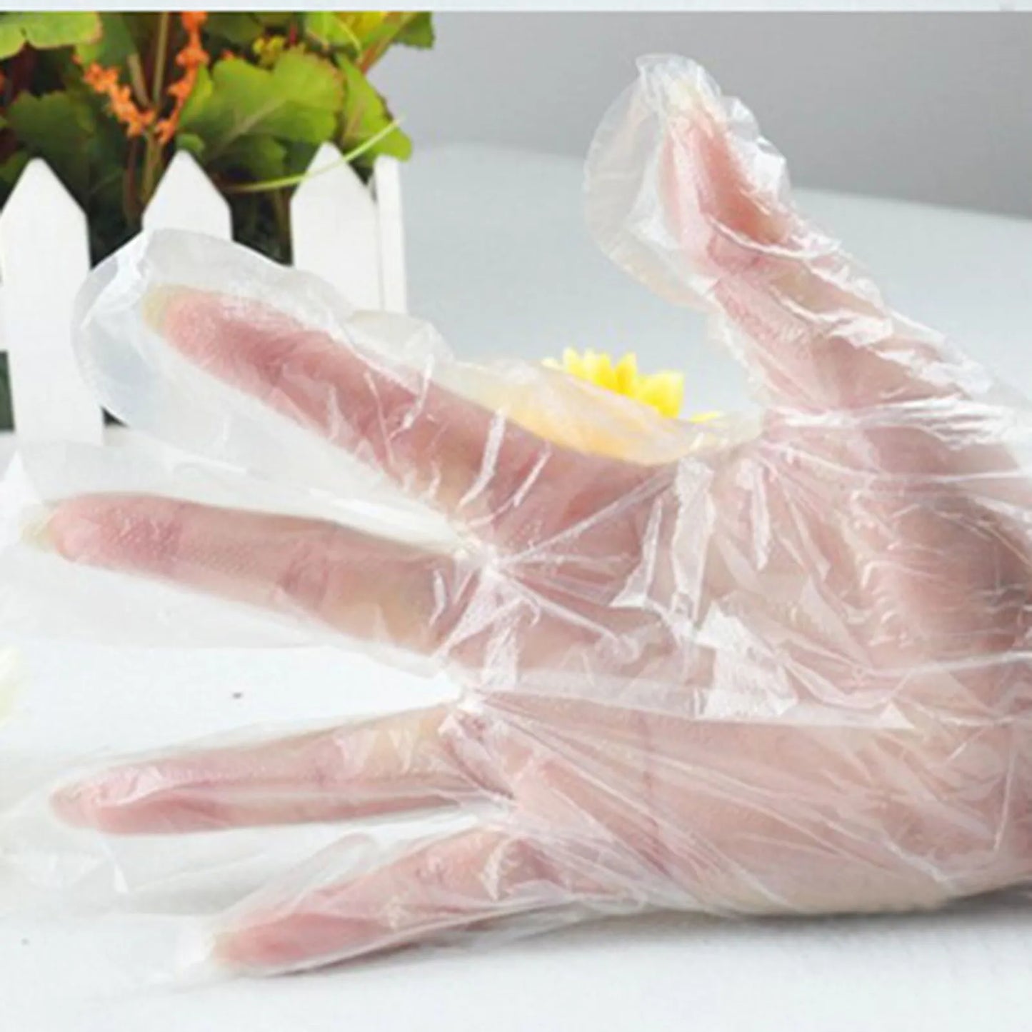 100pcs Plastic Disposable Gloves Transparent Food Handling Gloves for Bulk Food Kitchen Cooking Peaceful Pleasures Health and Wellness