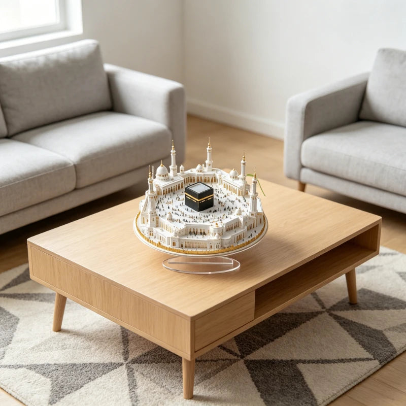 1pc Desktop Decoration White Mosque Print Centerpiece Acrylic Flat Ornament for Home & Eid Decor Peaceful Pleasures Health and Wellness