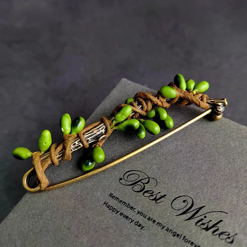 Large Vintage Fruit Plant Brooch Pin for Sweater & Cardigan