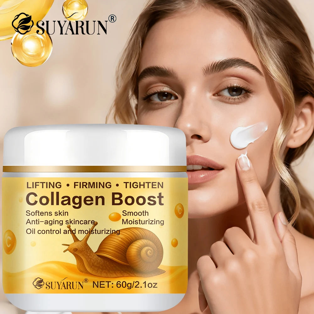 SUYARUN Collagen Boost Cream Snail Secretion & Retinol Anti-Aging Brightening Moisturizing Revitalizing Skin Care. Peaceful Pleasures Health and Wellness