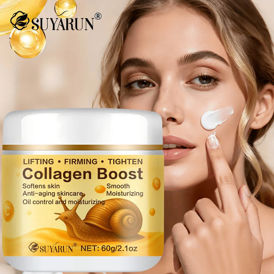 SUYARUN Collagen Boost Cream Snail Secretion & Retinol Anti-Aging Brightening Moisturizing Revitalizing Skin Care. Peaceful Pleasures Health and Wellness