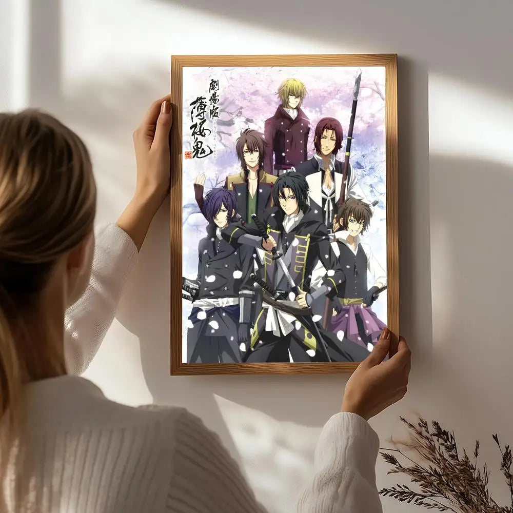 Hakuouki Anime Poster HD Self-Adhesive Waterproof Wall Art Anime Wall Poster Peaceful Pleasures Health and Wellness White2 15X20cmNoframe