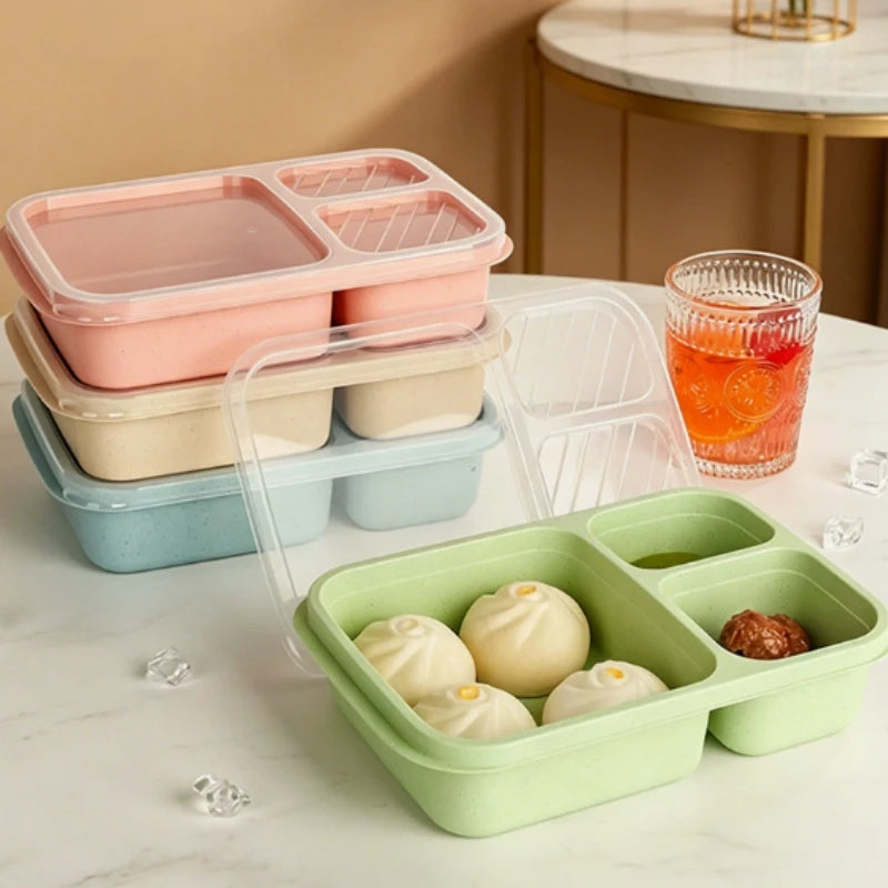 1/2pcs Wheat Straw Lunch Box Portable Bento Box With Compartment Picnic Bento Box Fruit Container Microwave Oven Dinnerware Peaceful Pleasures Health and Wellness