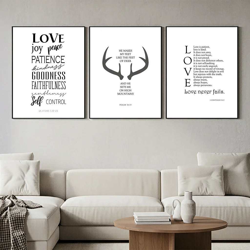 Inspirational Quote Wall Art, Nordic Love Canvas Painting, Minimalist Deer Antler Poster Print for Bedroom Living Room Decor Peaceful Pleasures Health and Wellness