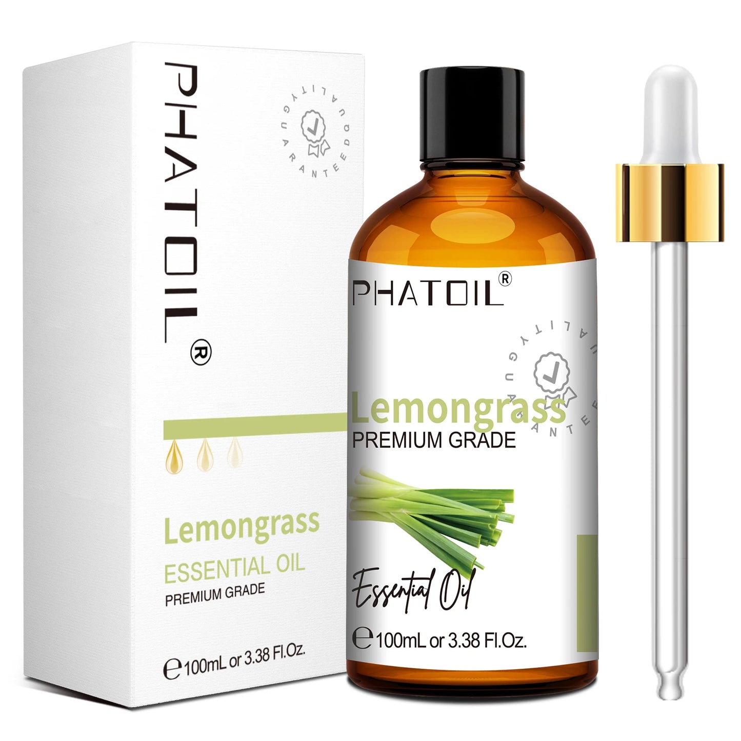 PHATOIL 100ml Pure Essential Oil For Diffuser,Candle Making-Lavender Sandalwood Eucalyptus Peppermint Cinnamon Vanilla Oils Peaceful Pleasures Health and Wellness Lemongrass 100ml