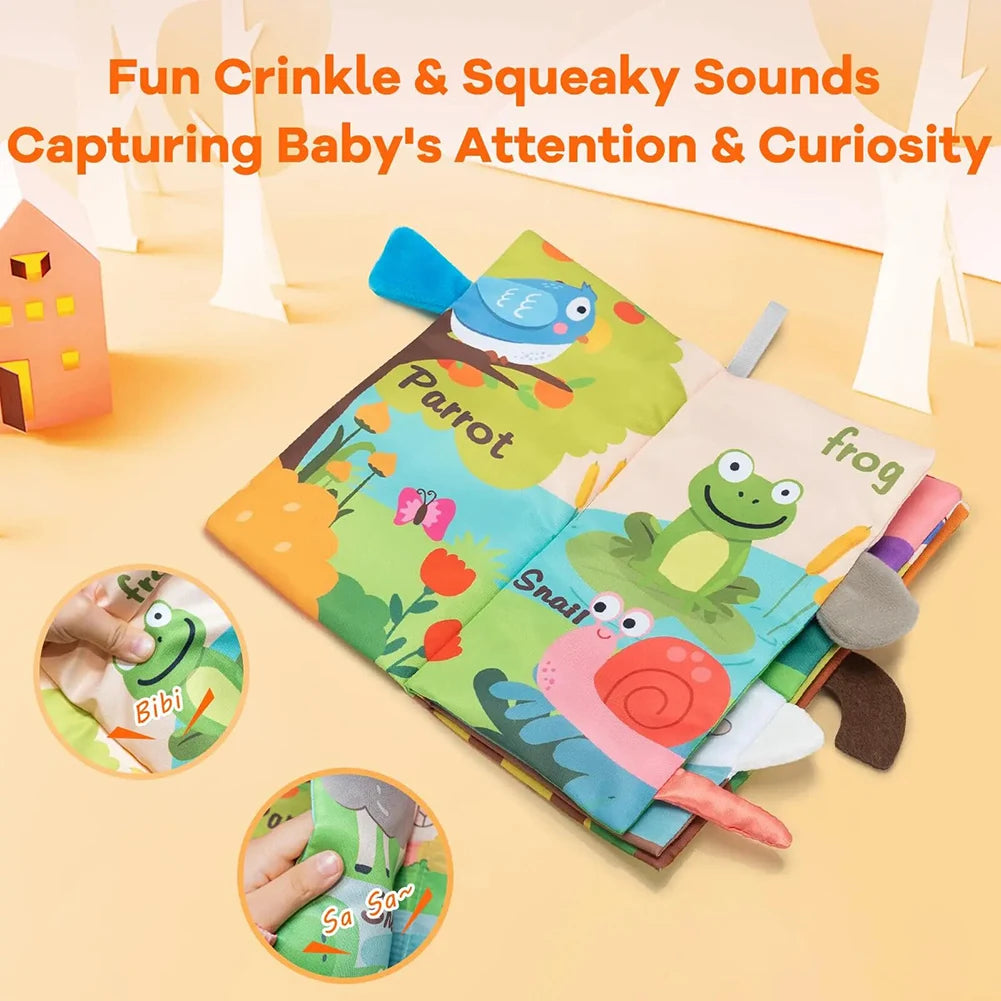 Baby Crinkle Cloth Book | 3D Animal Sensory Toy for Infants