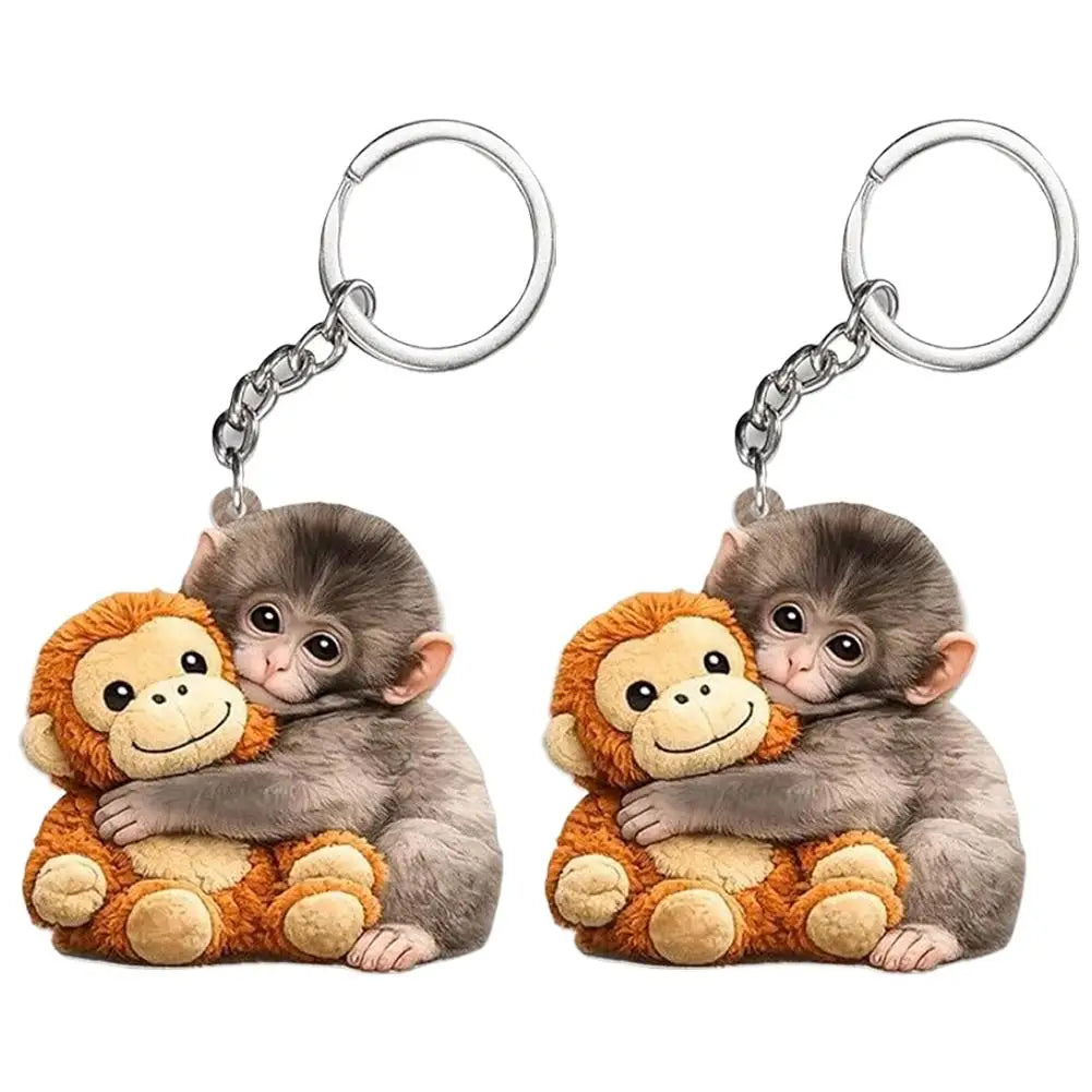 Lightweight Exquisite Funny Keychain Backpack Accessories Acrylic Monkey Doll Design Bag Pendant Translucent Cute Hanging Key Peaceful Pleasures Health and Wellness 2pcs
