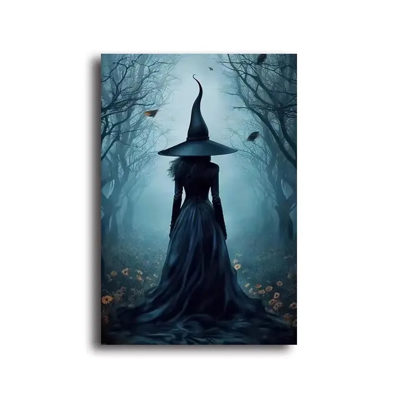 Abstract Ghost Witch Canvas Prints Gothic Monster Wall Art Anime Poster Modern Living Room Coffee Bar & Home Halloween Decor Peaceful Pleasures Health and Wellness ZLH5391 60x90cm No Frame