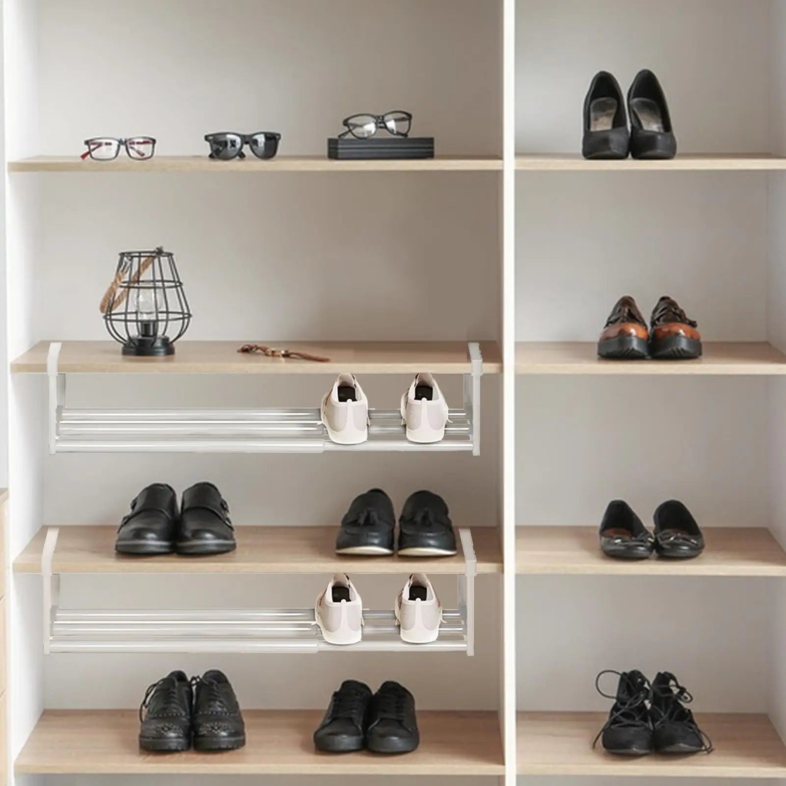 Expandable Closet Shoe Rack Adjustable Storage Organizer for Garage Dorm Room Hallway Entrance Entryway College Supplies Peaceful Pleasures Health and Wellness