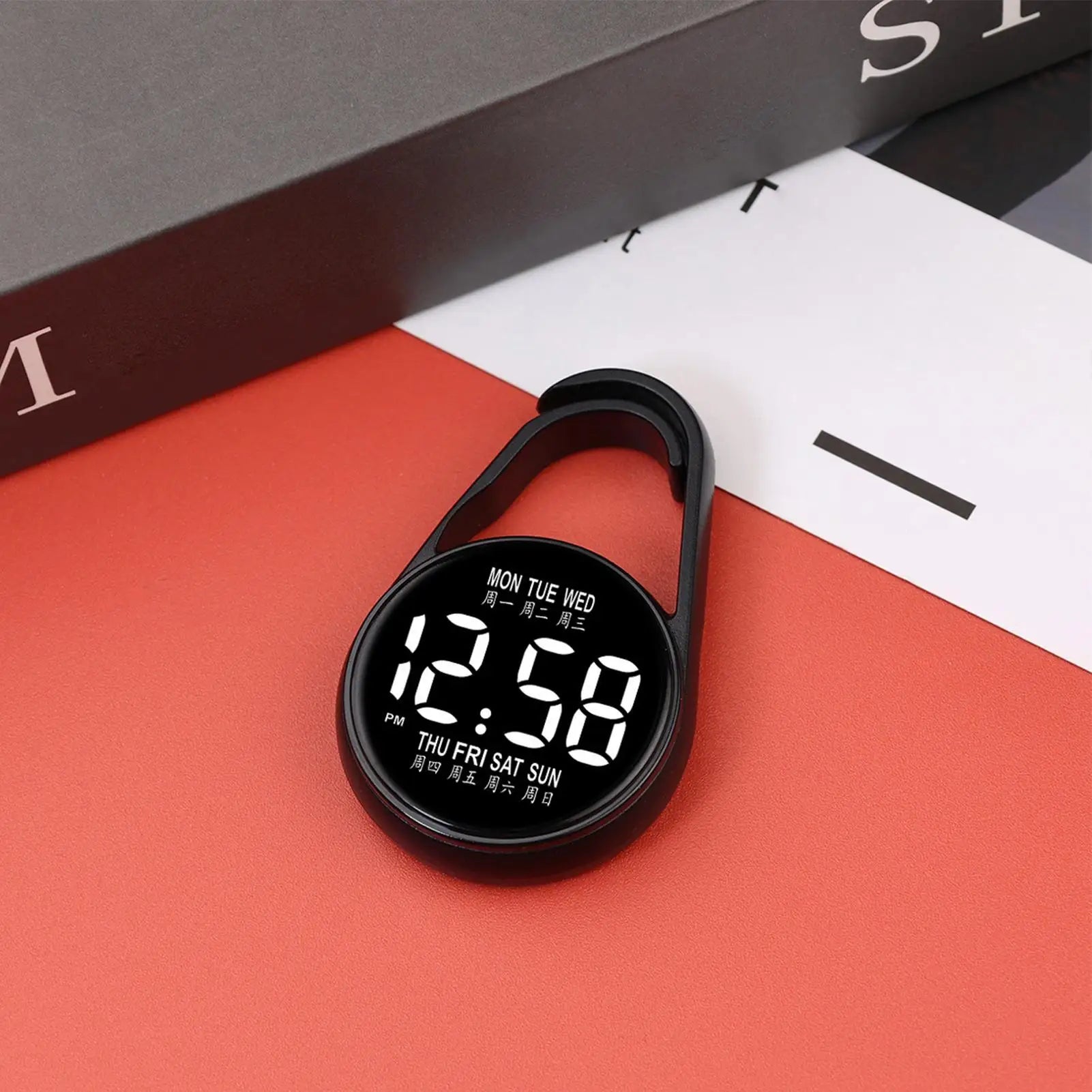 Digital Pocket Watch with LED Light Waterproof Electronic Keyring Watch Night Glow Small Pocket Watch for Travel Commuting Exam Peaceful Pleasures Health and Wellness