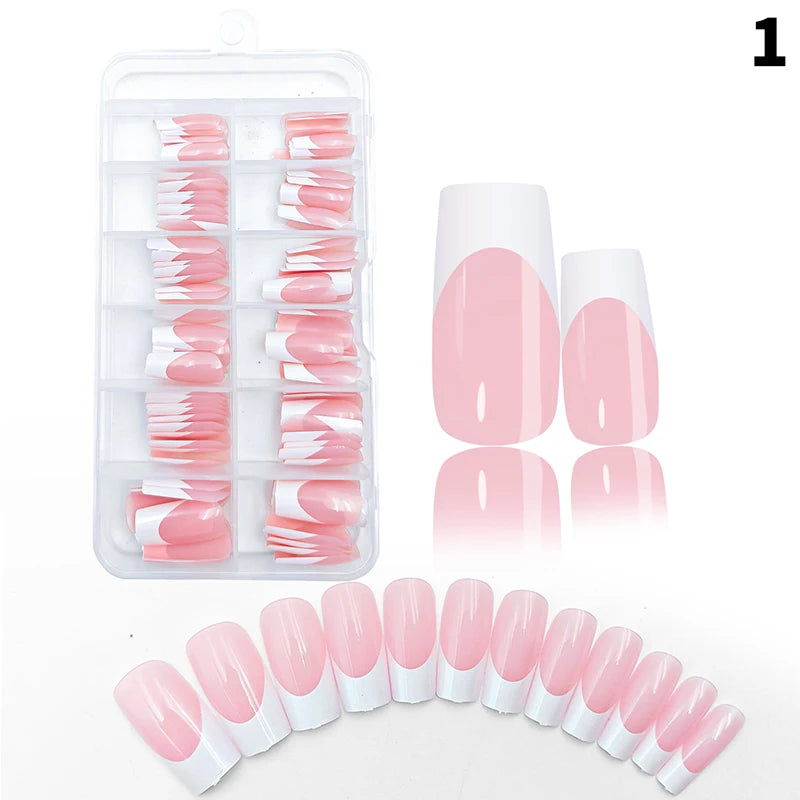 120pcs/box Nude Pink Matte French Press On Nails 12sizes Extra Long Square Full Cover Soft Gel False Nail Tips Nail Extension Peaceful Pleasures Health and Wellness BFSZF