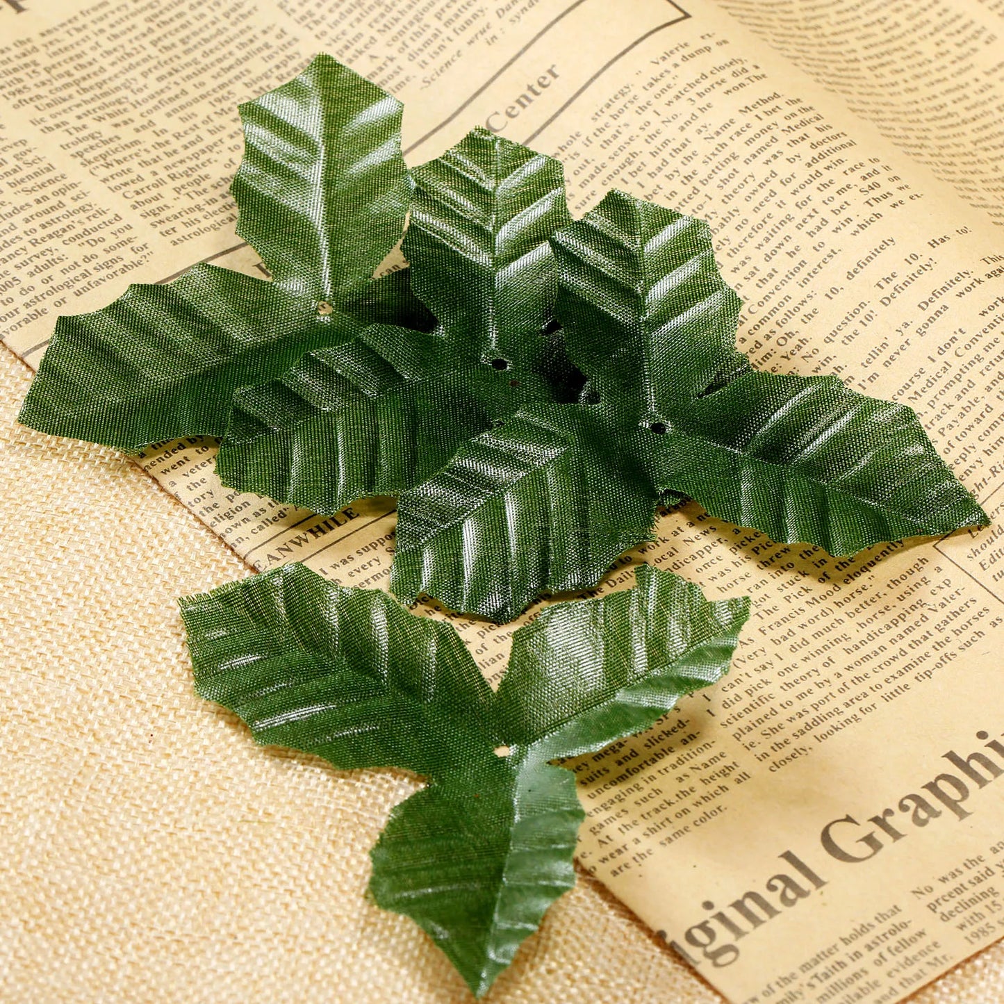 50-Pack Silk Artificial Rose Leaves – Green & Gold Wedding Decor