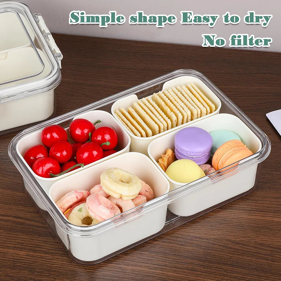 Divided Snack Tray with Lid – Snackle Box Portable Snack Platter & Clear Organizer for Candy, Lunch & Bento