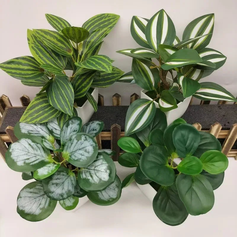 4PCS Artificial Bonsai Plants | Fake Plant Pot Home Office Decor