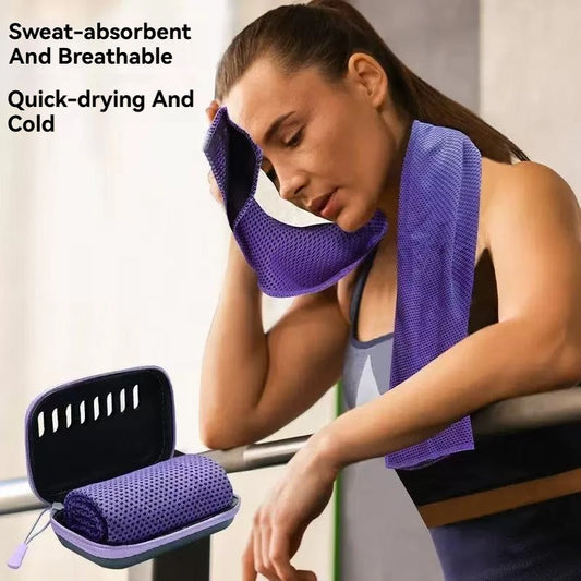 Camping Cooling Towels with EVA Case, Compact & Portable Travel Ice Towel Quick Dry Towels for Sports Gym, Hiking and Yoga Peaceful Pleasures Health and Wellness
