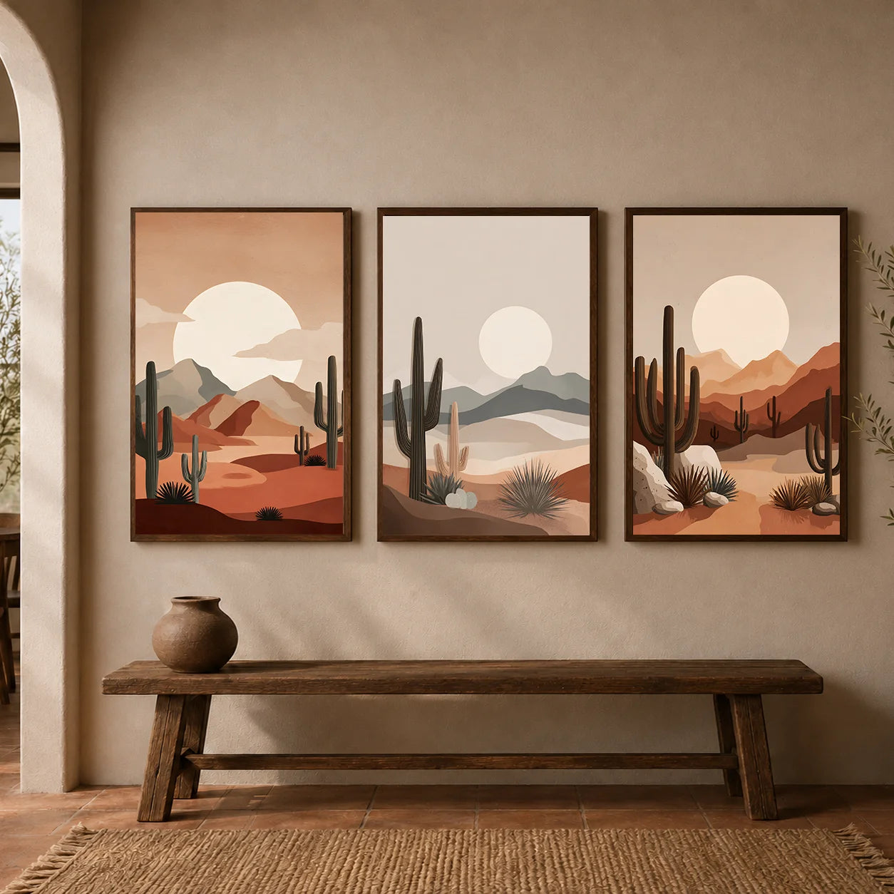 Boho Cactus Desert Sunset Canvas Wall Art Print | Unframed Canvas Wall Art Print Peaceful Pleasures Health and Wellness