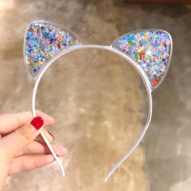 Cute Shining Sequin Cat Ears Hairband Girls Sweet Princess Headband