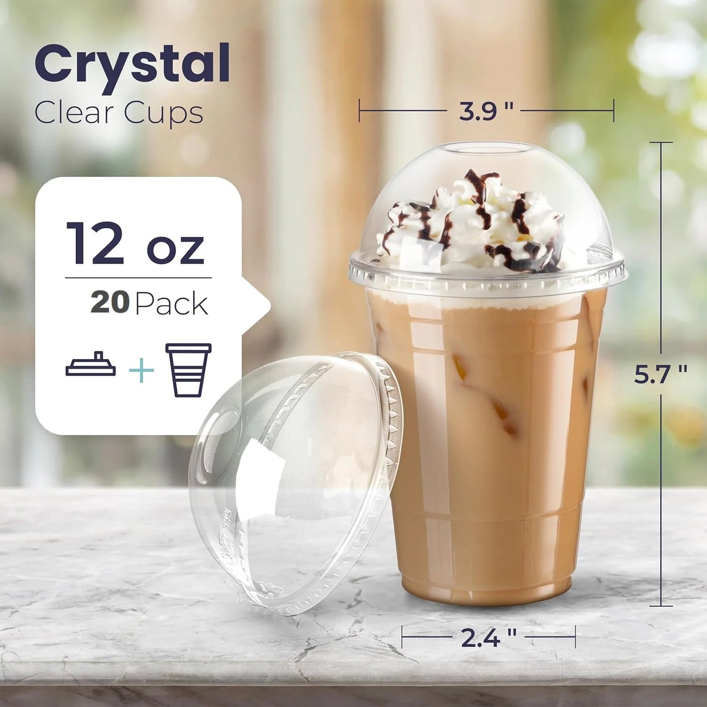 20 Clear Plastic Fruit Cups with Dome Lids PET Disposable Parfait Crystal Cups Suitable for Dessert Ice Cream and Cake Ideal for Peaceful Pleasures Health and Wellness 12OZ
