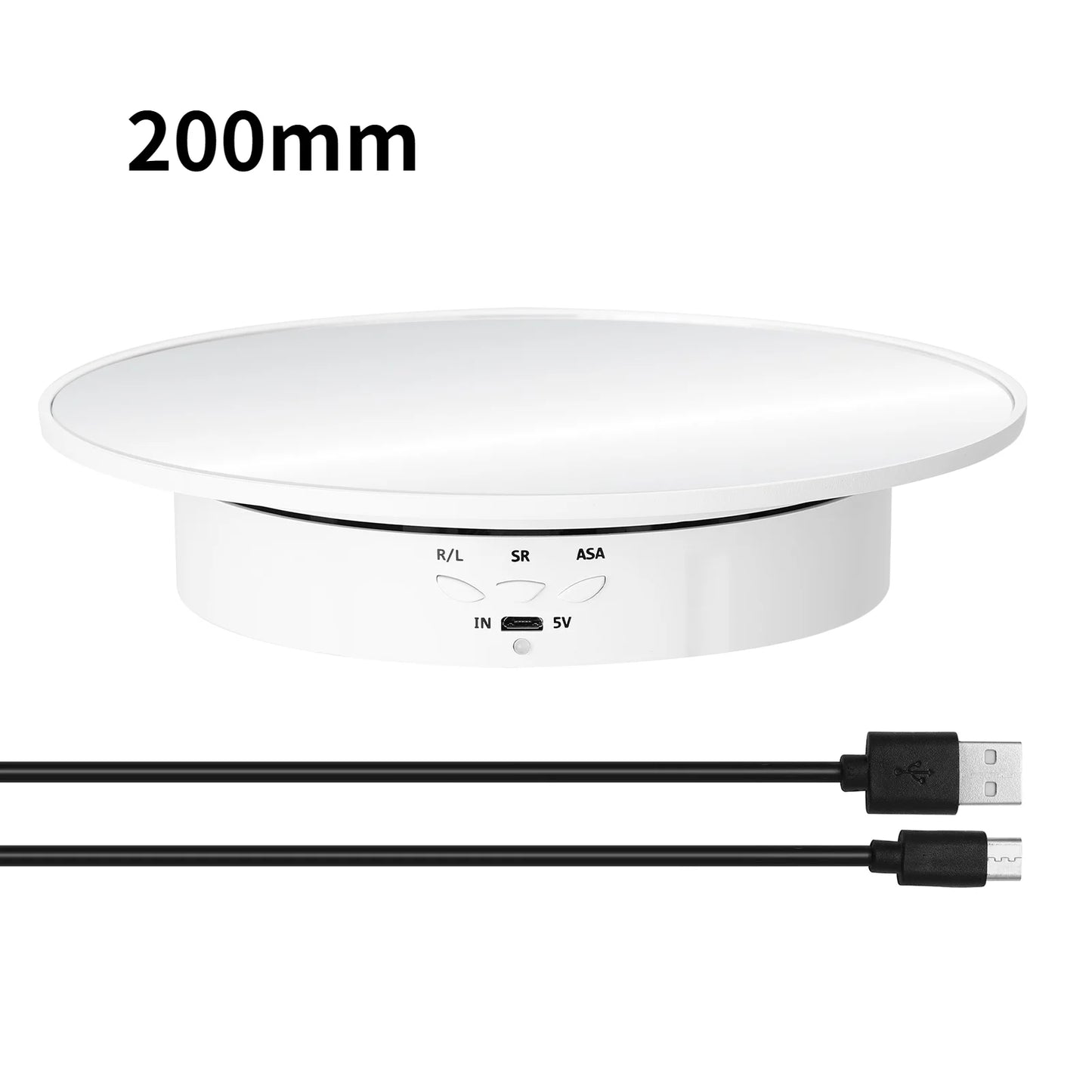 3 Speeds Electric Rotating Display Stand Mirror 360 Degree Turntable Jewelry Holder Battery for Photography Video Shooting Props Peaceful Pleasures Health and Wellness 200mm white Mirror