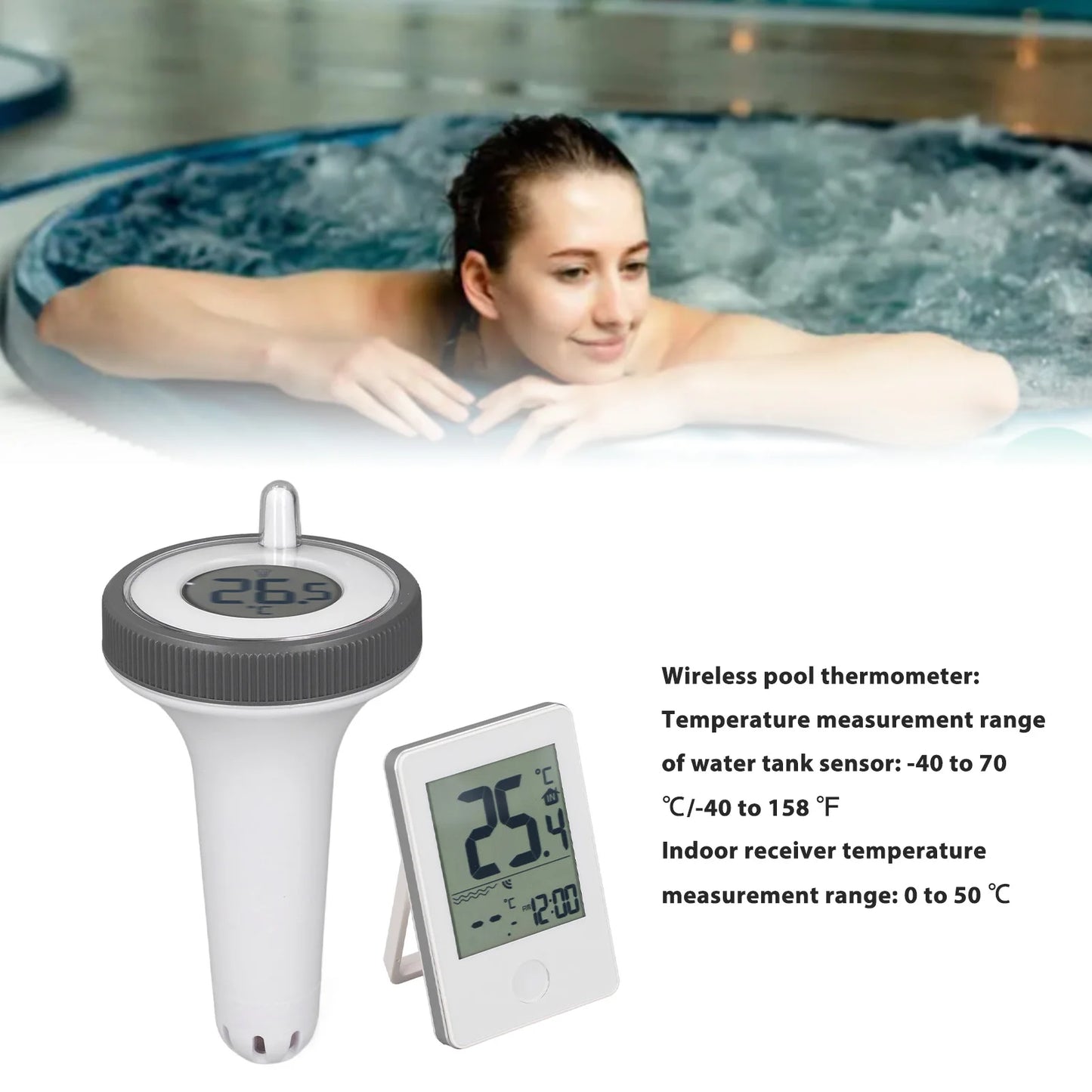 Wireless Swimming Pool Thermometer LCD Display 0 1 Accuracy
