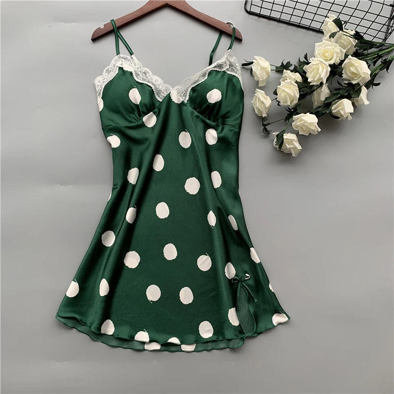 Faux Silk Polka Dot Baby Doll Lingerie | European Style