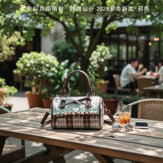 Women Shoulder Bag With Bowknot And Floral Print For Spring Summer Peaceful Pleasures Health and Wellness