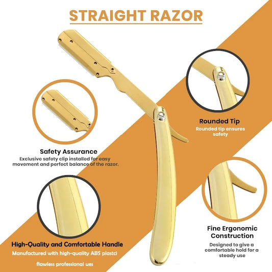 1Pcs Men Shaving Barber Tools Hair Razor and Blades Antique Black Folding Shaving Knife Unisex Hair Removal Peaceful Pleasures Health and Wellness