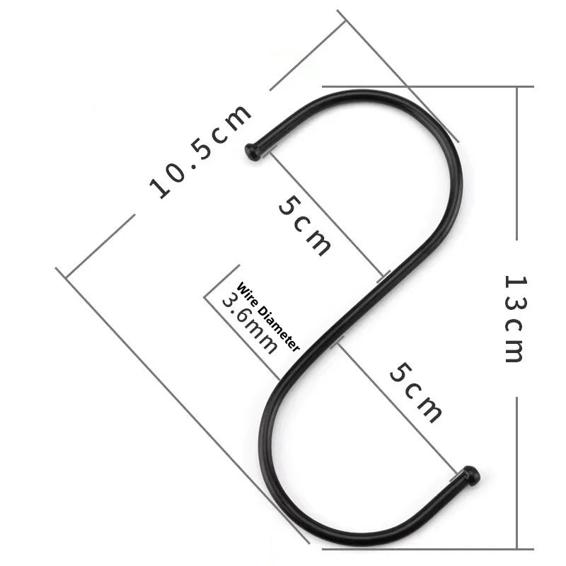 10-Pack Heavy Duty Stainless Steel S-Hooks for Kitchen & Home