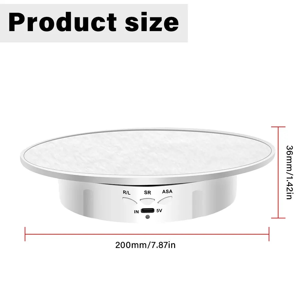 Max Load 4KG Multifunctional Rotating Display Stands Electric Turntable 360° Rotation Noiseless Rotating Table Jewelry Stand Peaceful Pleasures Health and Wellness 200MM-White-Suede